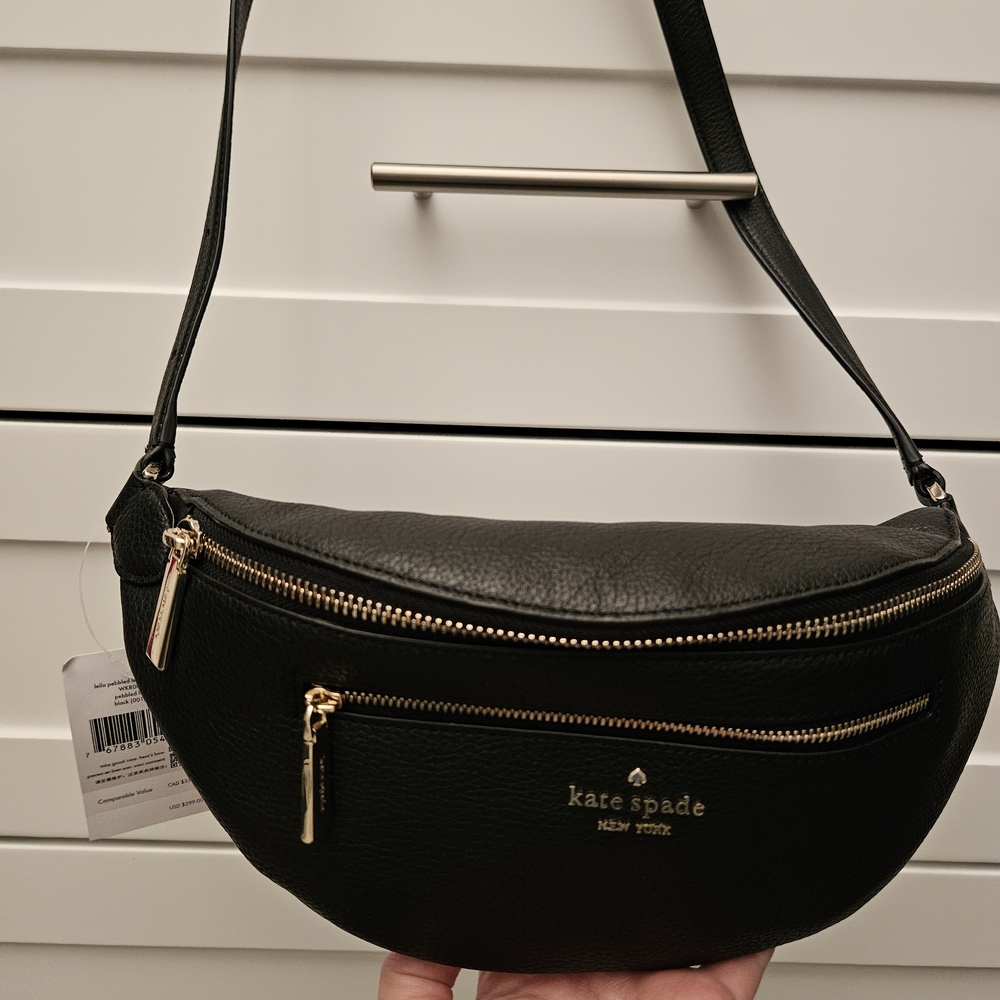 Kate Spade Black Pebbled Leather Belt Bag